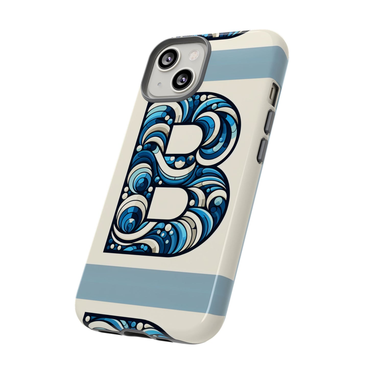 blue alphabet letter b phone case with 3d wrap and shock protection for kids and teens durable tpu cover with vibrant design
