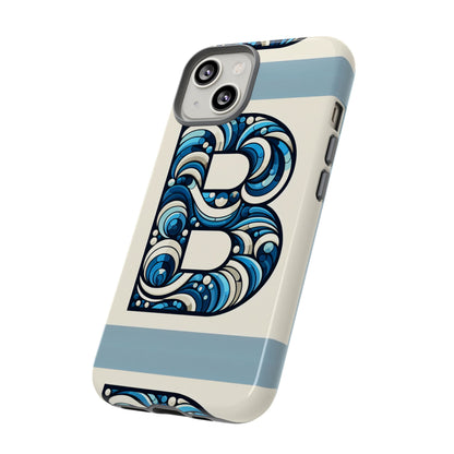 Blue Alphabet Letter B Phone Case with 3D Wrap and Shock Protection for Kids and Teens Durable TPU Cover with Vibrant Design