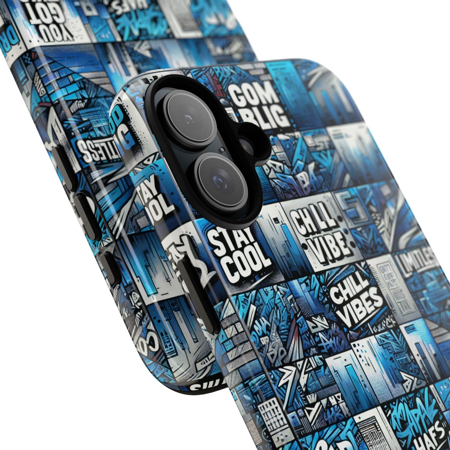 vibrant 3d wrap protective phone case in blue urban aesthetic design for stylish smartphone protection compatible with iphone 13, 14, 15 & 16 – all models including pro, pro max & plus