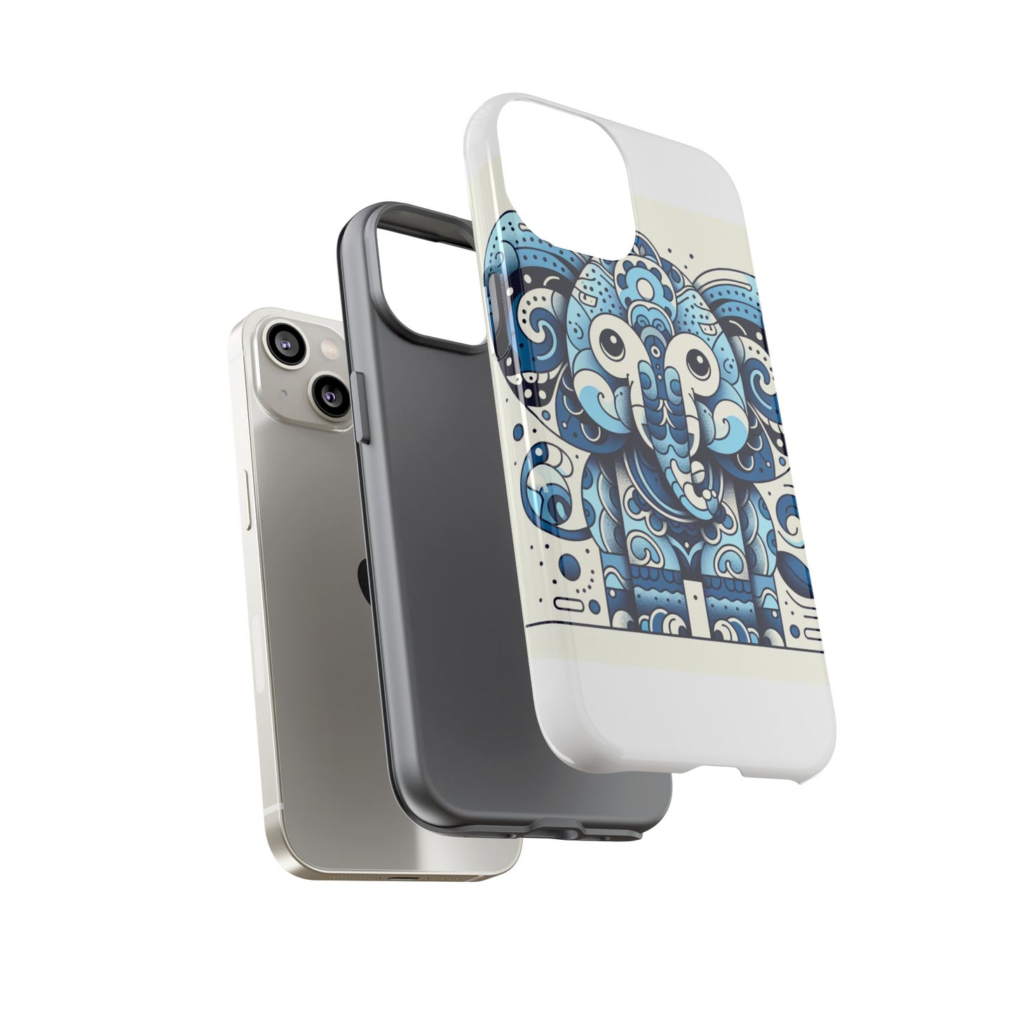vibrant 3d elephant print protective phone case with colourful graphic design – stylish accessory compatible with iphone 13, 14, 15 & 16 – all models including pro, pro max & plus