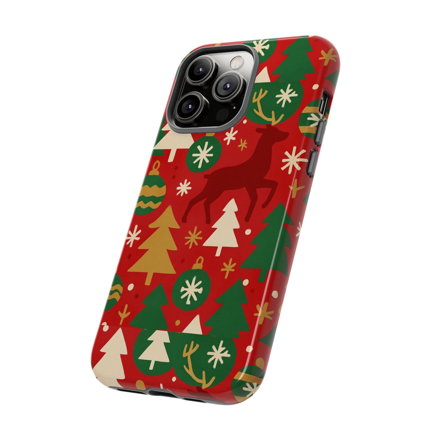 vibrant red christmas phone case with festive 3d design for stylish protection compatible with iphone 13, 14, 15 & 16 – all models including pro, pro max & plus