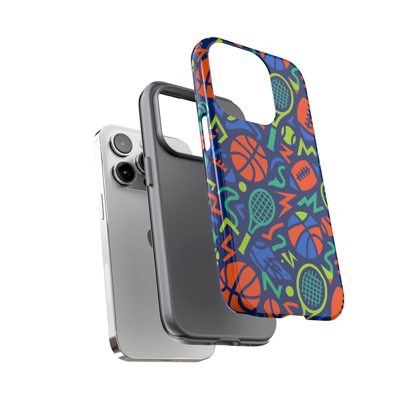 vibrant 3d sports pattern protective phone case for unisex – colourful accessory for stylish protection compatible with iphone 13, 14, 15 & 16 – all models including pro, pro max & plus