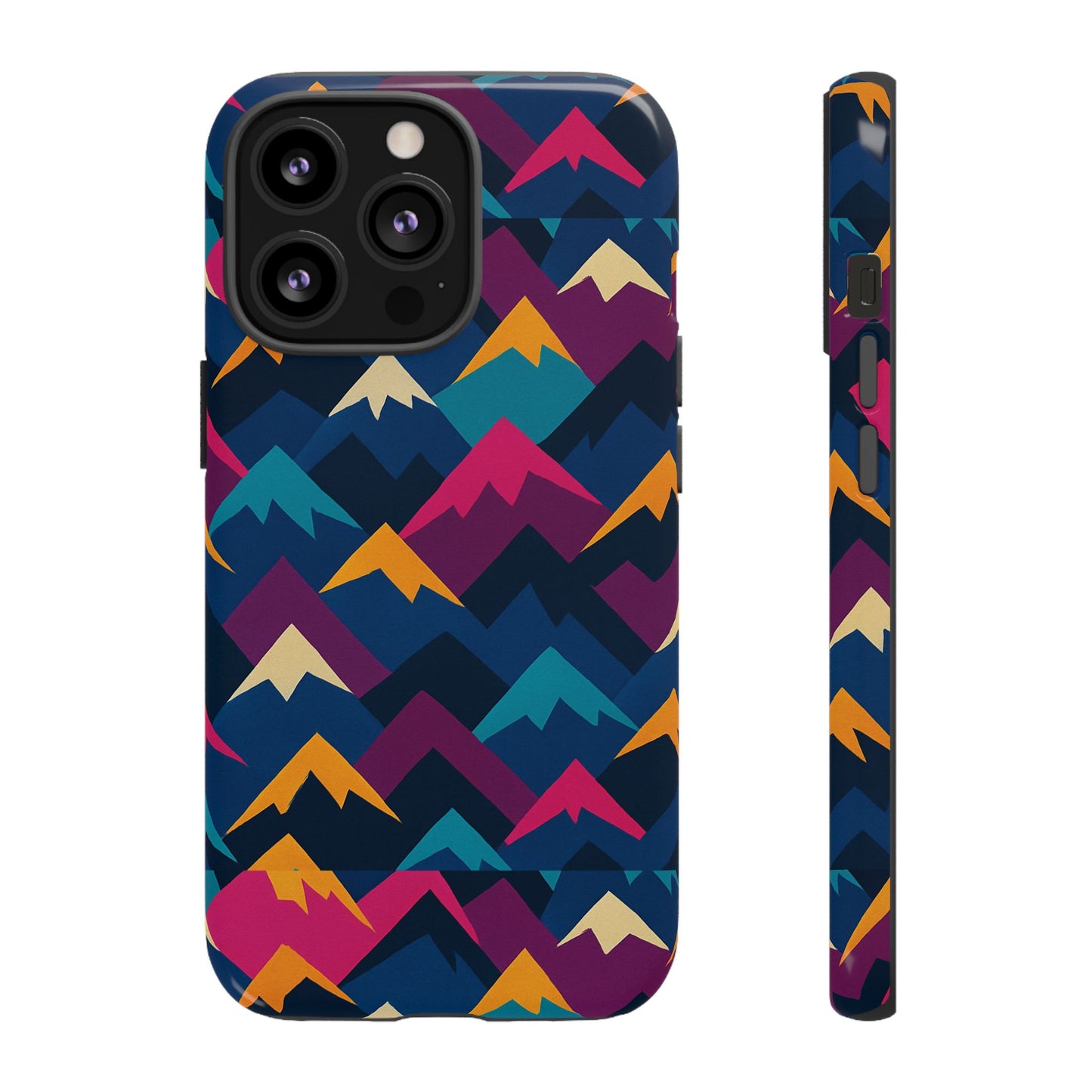 multicolour mountain geometric protective phone case – stylish accessory for unique self-expression compatible with iphone 13, 14, 15 & 16 – all models including pro, pro max & plus
