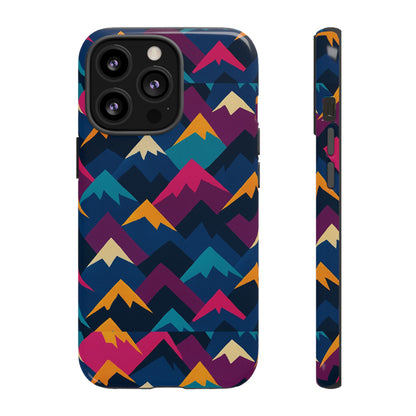 Multicolour Mountain Geometric Protective Phone Case – Stylish Accessory for Unique Self-Expression Compatible with iPhone 13, 14, 15 & 16 – all models including Pro, Pro Max & Plus