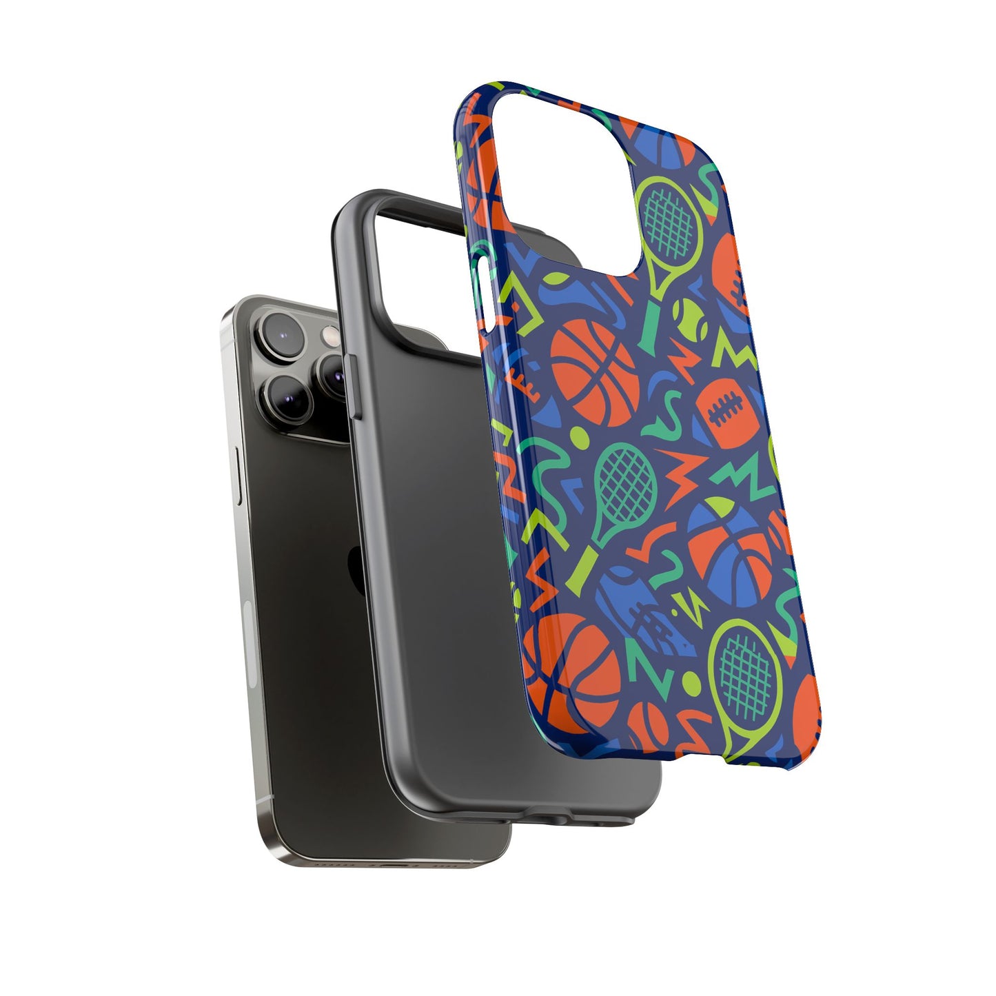 vibrant 3d sports pattern protective phone case for unisex – colourful accessory for stylish protection compatible with iphone 13, 14, 15 & 16 – all models including pro, pro max & plus