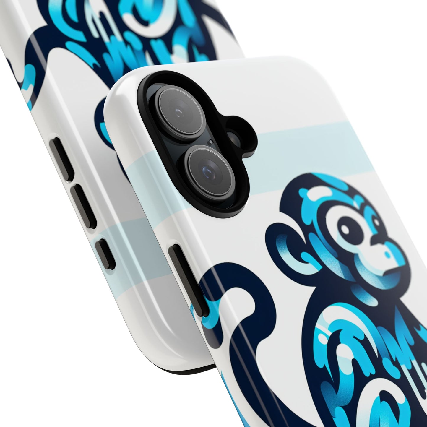 vibrant 3d monkey-inspired phone case for stylish protection in blue – unisex design compatible with iphone 13, 14, 15 & 16 – all models including pro, pro max & plus