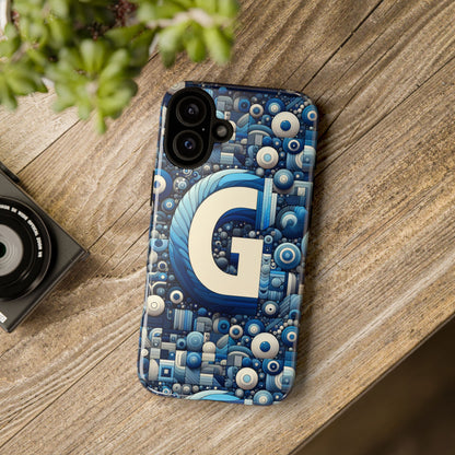 Blue Alphabet G Phone Case for iPhone and Android Shockproof Protective Cover with 3D Wrap Design and UV Protection