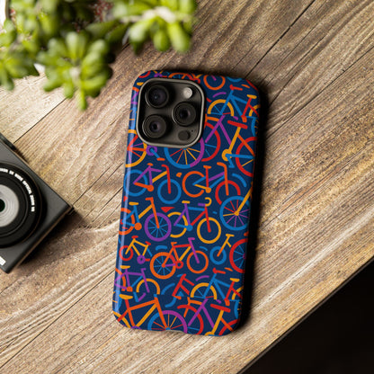 Multicolour 3D Bicycle Pattern Protective Phone Case Stylish Design for Creative Individuals Compatible with iPhone 13, 14, 15 & 16 – all models including Pro, Pro Max & Plus