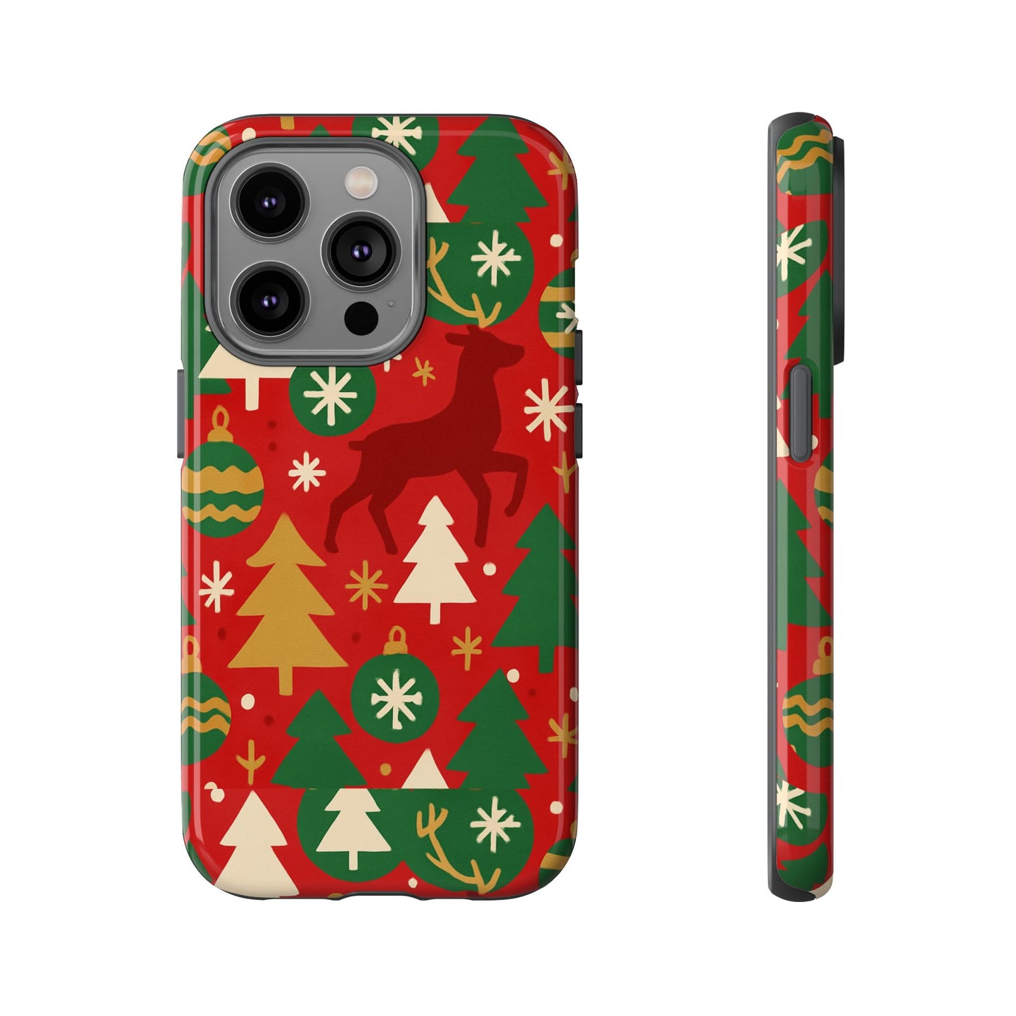 vibrant red christmas phone case with festive 3d design for stylish protection compatible with iphone 13, 14, 15 & 16 – all models including pro, pro max & plus
