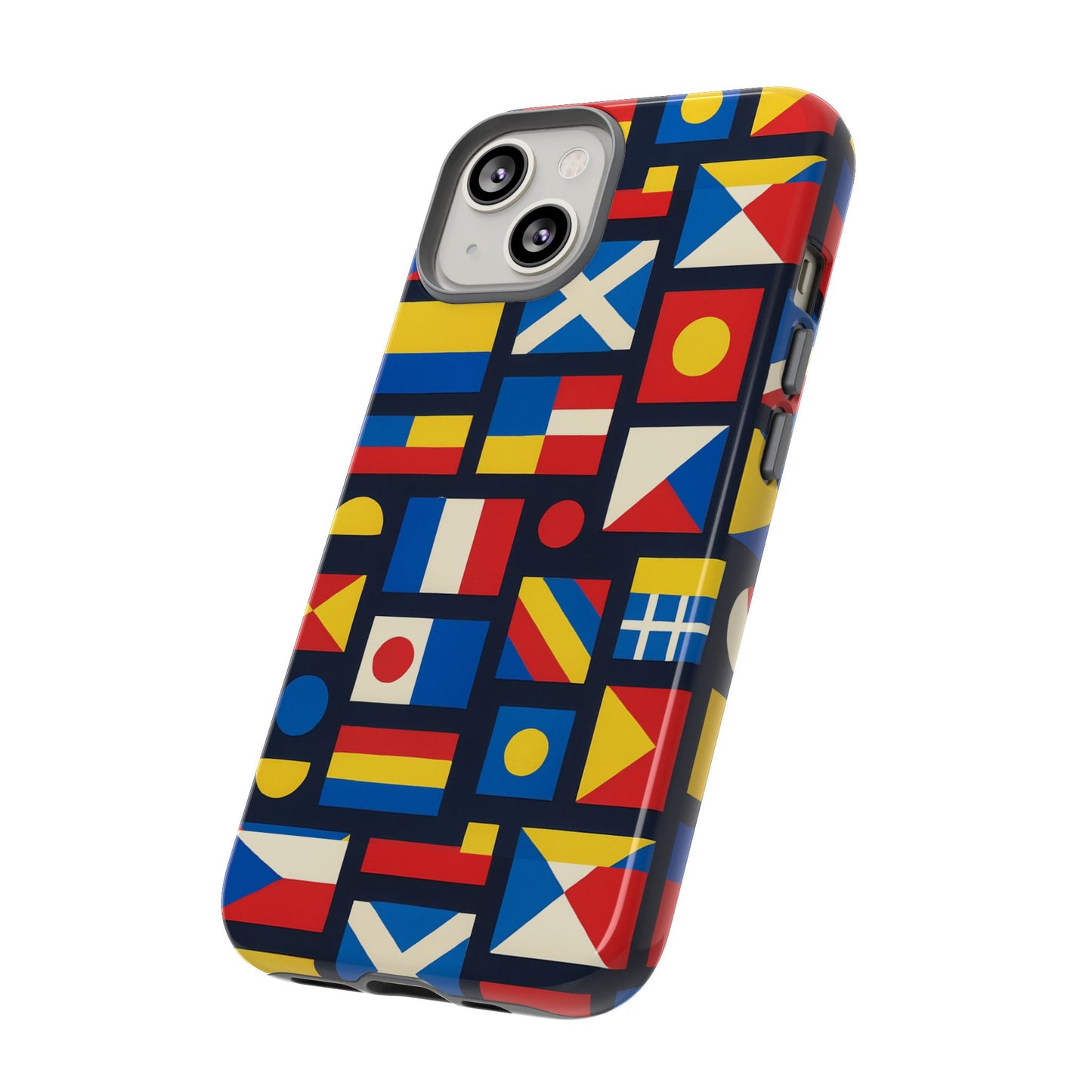 multicolour geometric protective phone case for smartphones, stylish protection and unique design, compatible with iphone 13, 14, 15 & 16 – all models including pro, pro max & plus