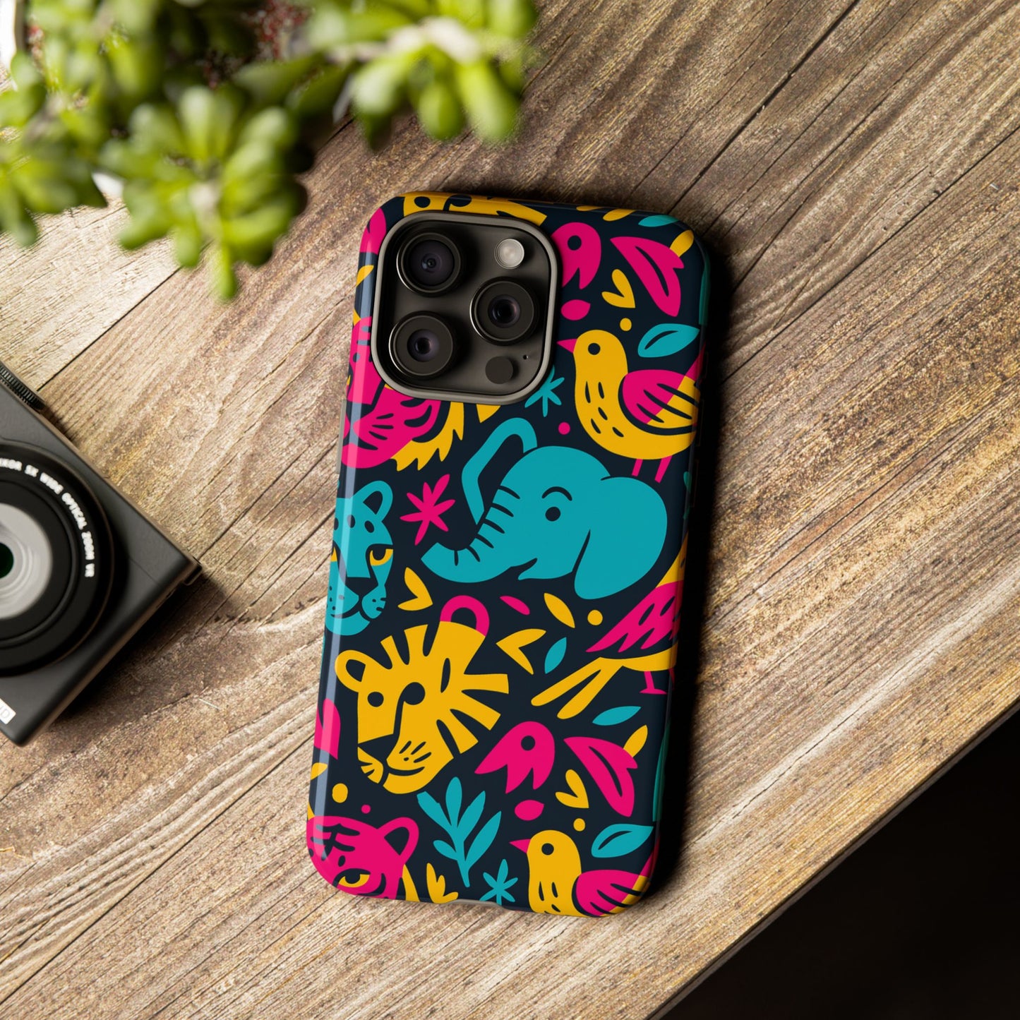 vibrant 3d animal print protective phone case colourful design for stylish protection compatible with iphone 13, 14, 15 & 16 – all models including pro, pro max & plus