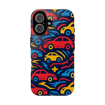 Multicolour Retro 3D Wrap Protective Phone Case with Vibrant Car Design for Stylish Protection Compatible with iPhone 13, 14, 15 & 16 – all models including Pro, Pro Max & Plus