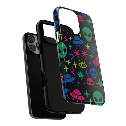 Vibrant Alien Pattern Protective Phone Case with 3D Wrap Design for Unique Expression – Stylish Protection Compatible with iPhone 13, 14, 15 & 16 – All Models Including Pro, Pro Max & Plus