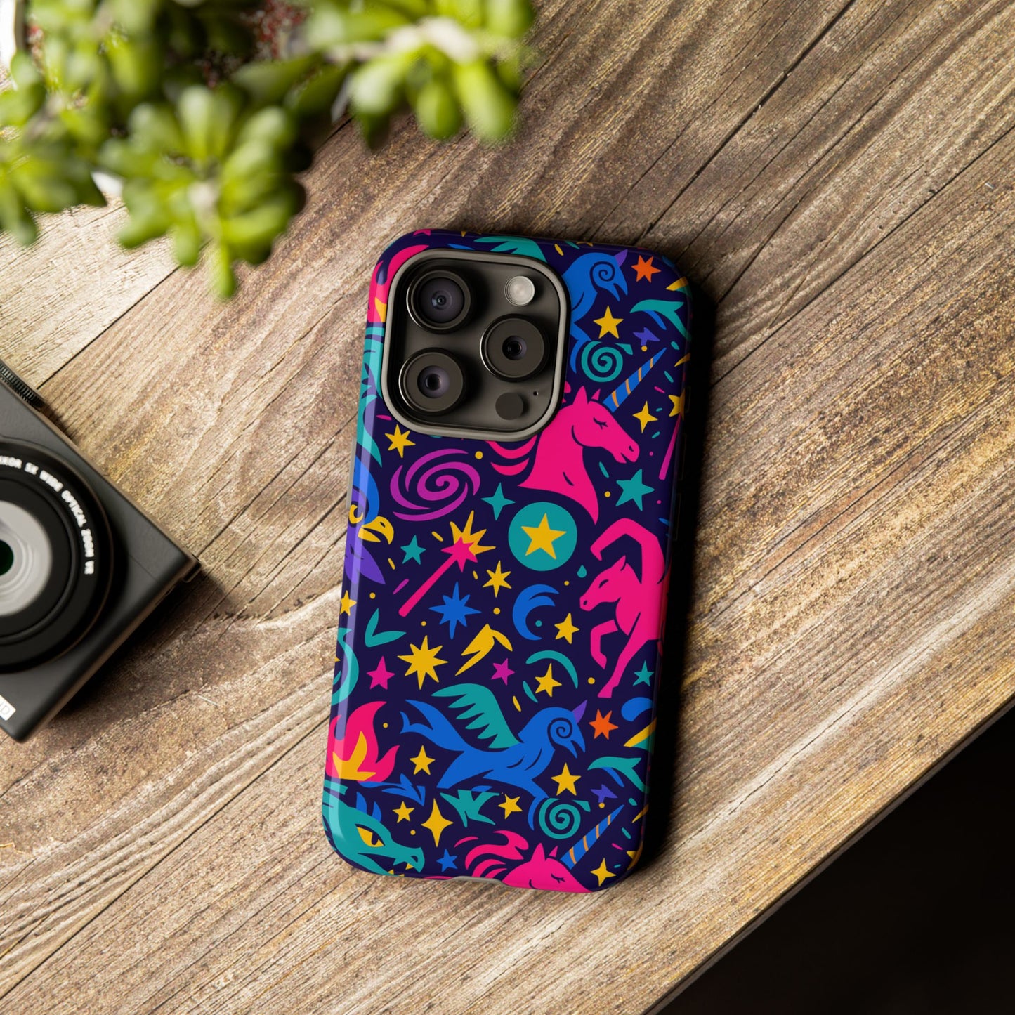 vibrant fantasy unicorns protective phone case – colourful 3d design for stylish protection – compatible with iphone 13, 14, 15 & 16 – all models including pro, pro max & plus