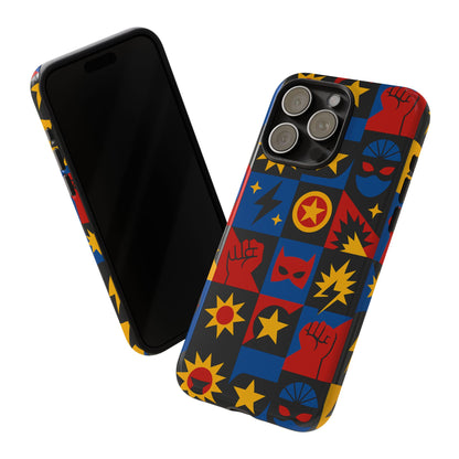 Vibrant Superhero Phone Case with Retro 3D Design for Stylish Protection Compatible with iPhone 13, 14, 15 & 16 – All Models Including Pro, Pro Max & Plus