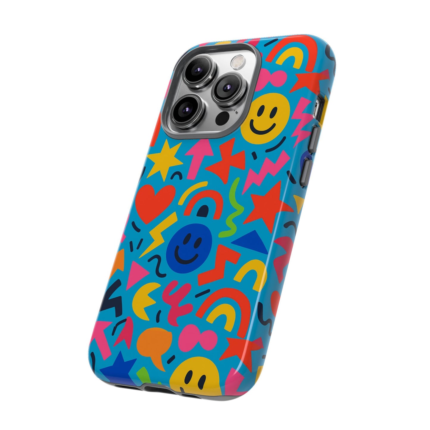multicolour 3d wrap protective phone case for kids and teens with fun geometric design – stylish protection compatible with iphone 13, 14, 15 & 16 – all models including pro, pro max & plus