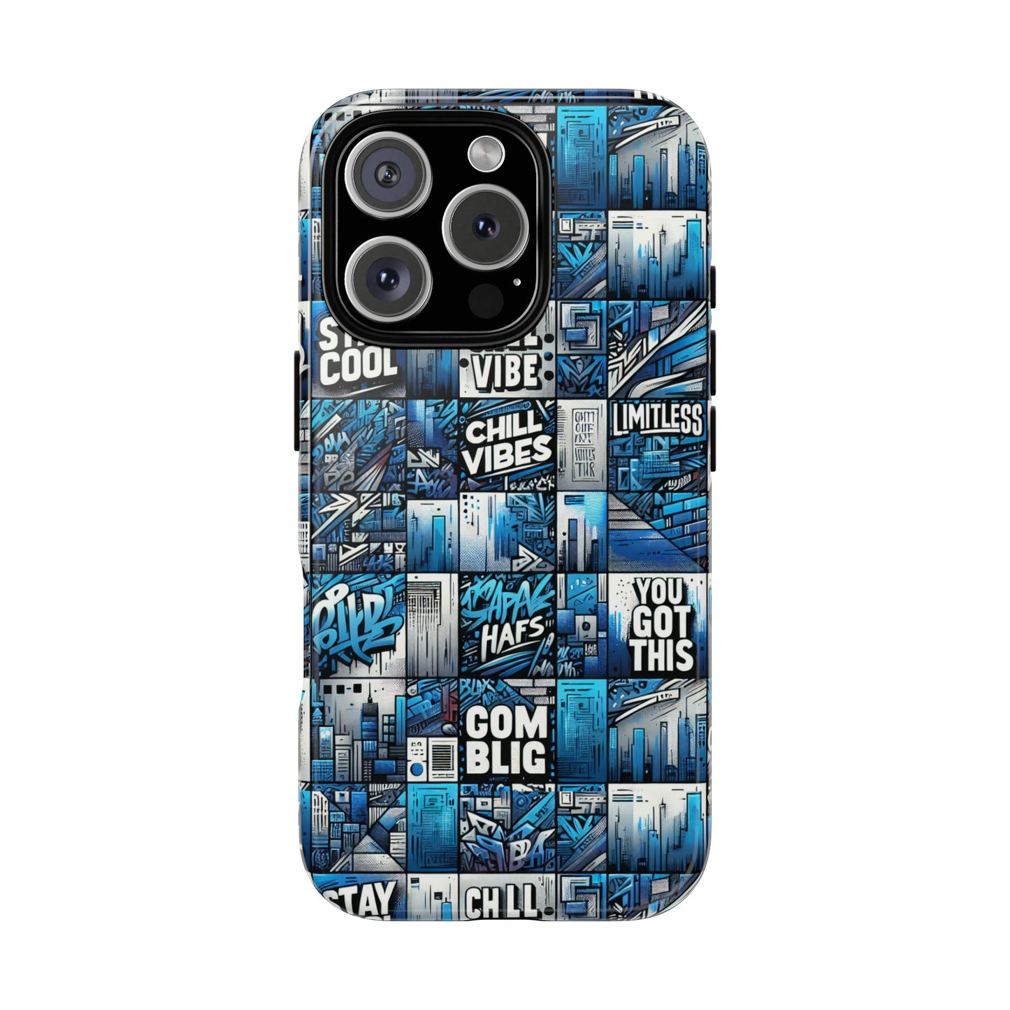 vibrant 3d wrap protective phone case in blue urban aesthetic design for stylish smartphone protection compatible with iphone 13, 14, 15 & 16 – all models including pro, pro max & plus