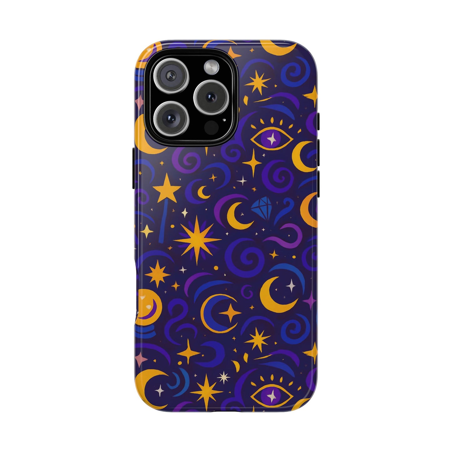 vibrant 3d cosmic design phone case for stylish protection with multicolour stars and swirls compatible with iphone 13, 14, 15 & 16 – all models including pro, pro max & plus