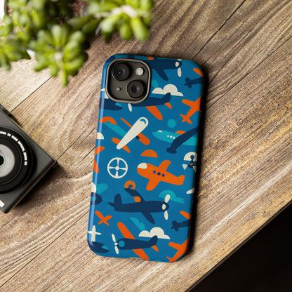 Vibrant 3D Airplane Print Phone Case in Blue – Fun Retro Design for Stylish Protection – Compatible with iPhone 13, 14, 15 & 16 – all models including Pro, Pro Max & Plus