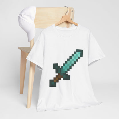Unisex Heavy Cotton Tee - Pixel Sword Design for Gamers