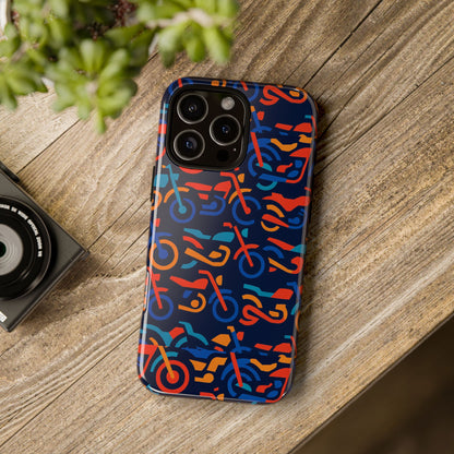 Vibrant 3D Multicolour Motorcycle Pattern Protective Phone Case for Creative Individuals – Stylish Protection Compatible with iPhone 13, 14, 15 & 16 – All Models Including Pro, Pro Max & Plus