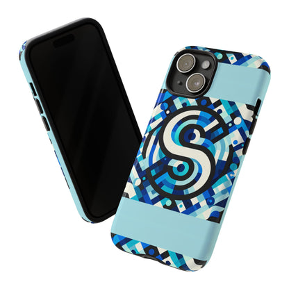 Letter Blue Alphabet S Phone Case with 3D Wrap Design for Stylish Protection and Unique Retro Anime Comic Style