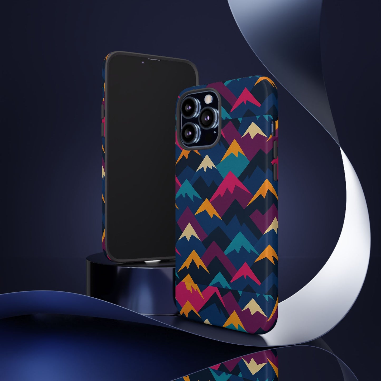 multicolour mountain geometric protective phone case – stylish accessory for unique self-expression compatible with iphone 13, 14, 15 & 16 – all models including pro, pro max & plus
