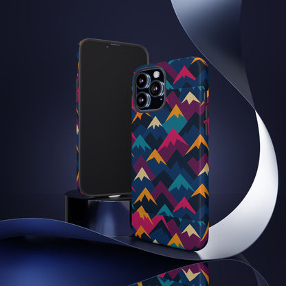 Multicolour Mountain Geometric Protective Phone Case – Stylish Accessory for Unique Self-Expression Compatible with iPhone 13, 14, 15 & 16 – all models including Pro, Pro Max & Plus