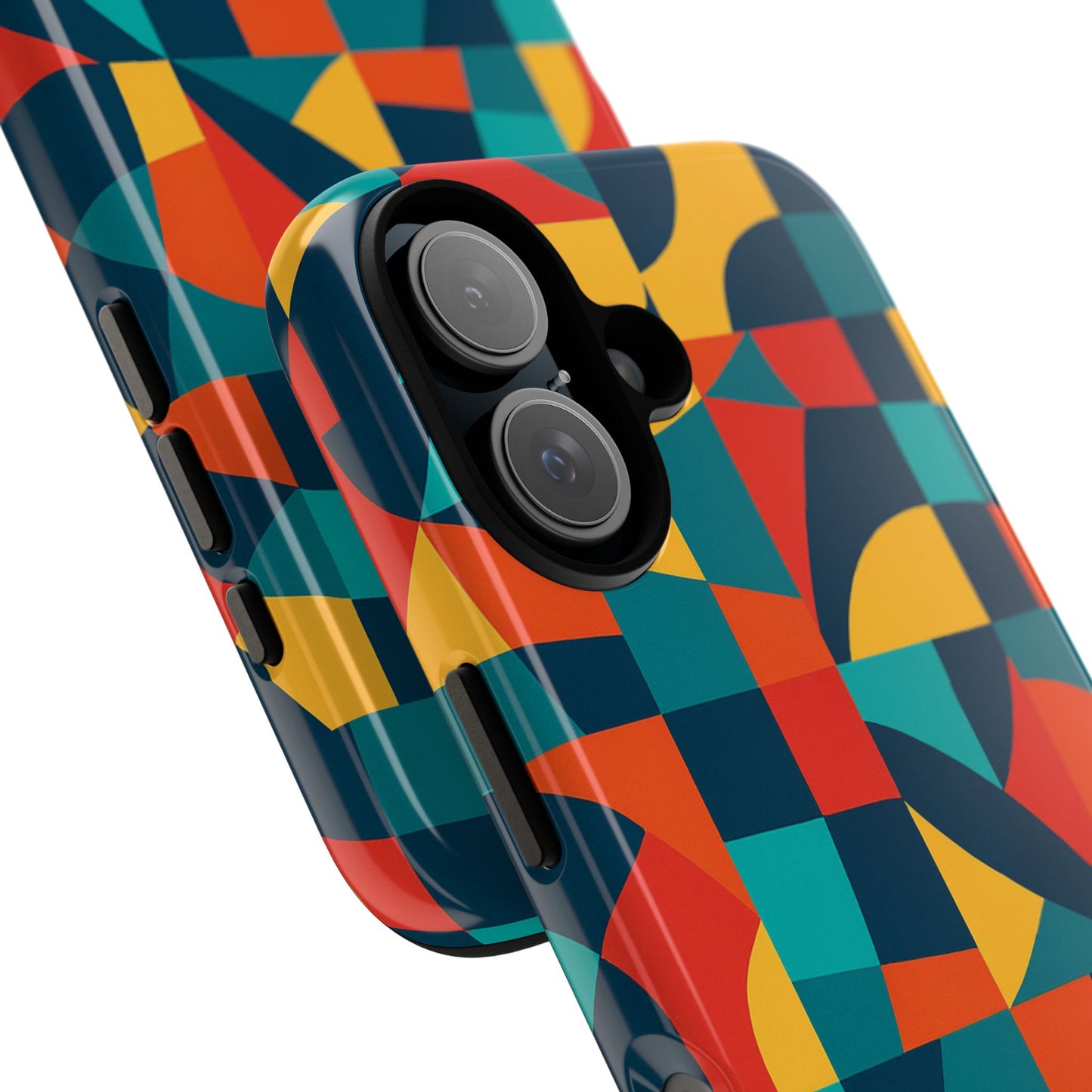 vibrant multicolour geometric 3d wrap phone case for stylish protection and unique expression compatible with iphone 13, 14, 15 & 16 – all models including pro, pro max & plus