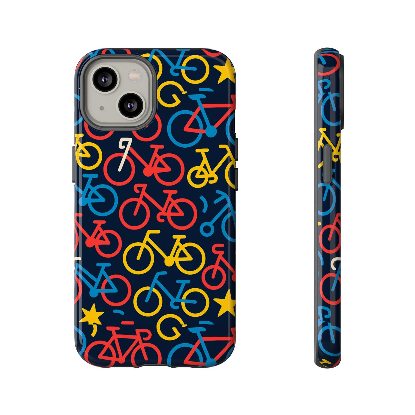 multicolor bicycle pattern protective phone case – vibrant 3d design for stylish protection – compatible with iphone 13, 14, 15 & 16 – all models including pro, pro max & plus