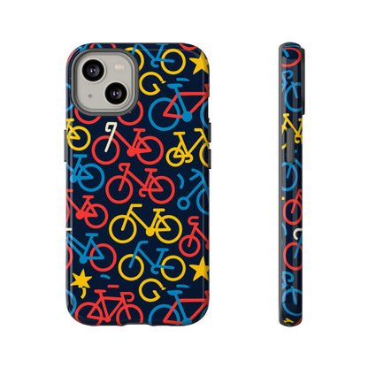 Multicolor Bicycle Pattern Protective Phone Case – Vibrant 3D Design for Stylish Protection – Compatible with iPhone 13, 14, 15 & 16 – All Models Including Pro, Pro Max & Plus