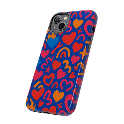 Vibrant Multicolour Heart Design Protective Phone Case Stylish Accessory for Self-Expression Compatible with iPhone 13, 14, 15 & 16 – all models including Pro, Pro Max & Plus