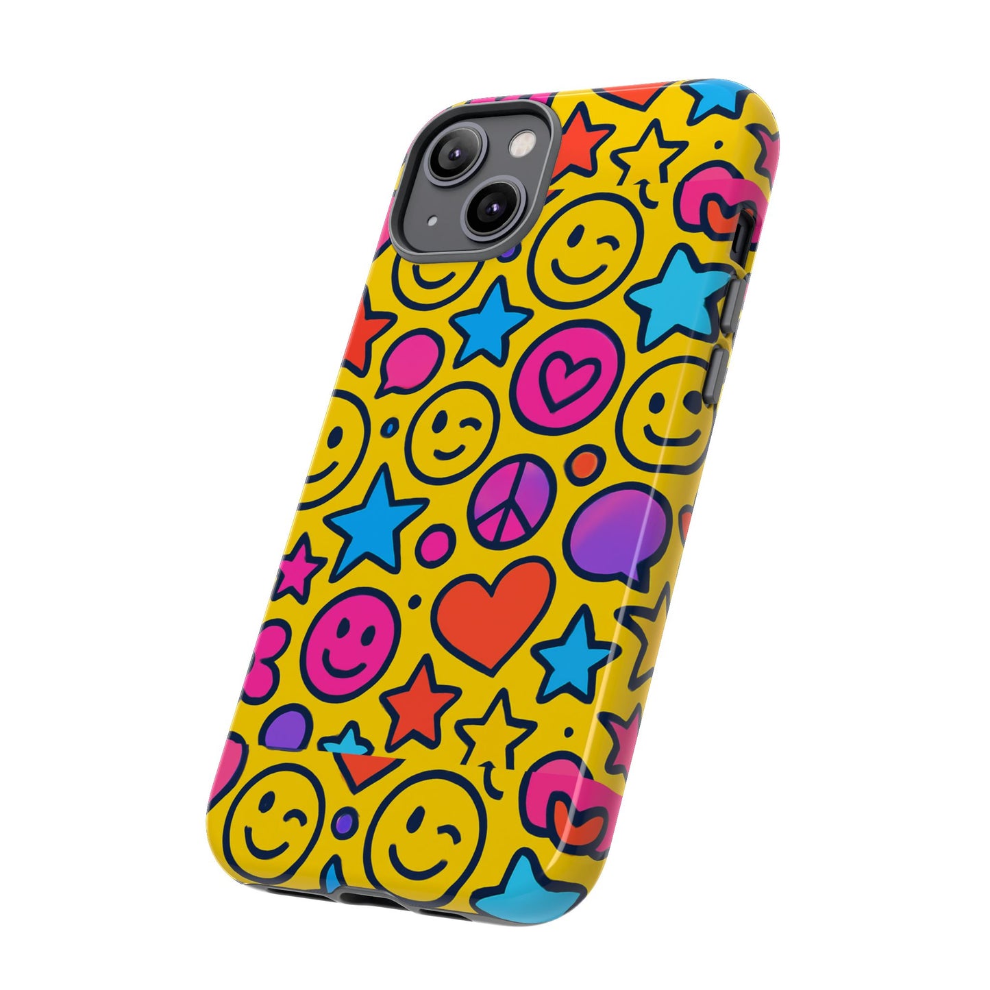 multicolour emoji protective phone case with 3d wrap design for stylish protection and individual expression compatible with iphone 13, 14, 15 & 16 – all models including pro, pro max & plus