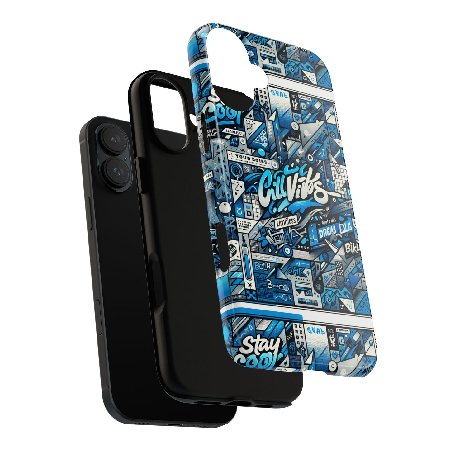 vibrant 3d wrap protective phone case in retro blue aesthetic for stylish protection compatible with iphone 13, 14, 15 & 16 – all models including pro, pro max & plus