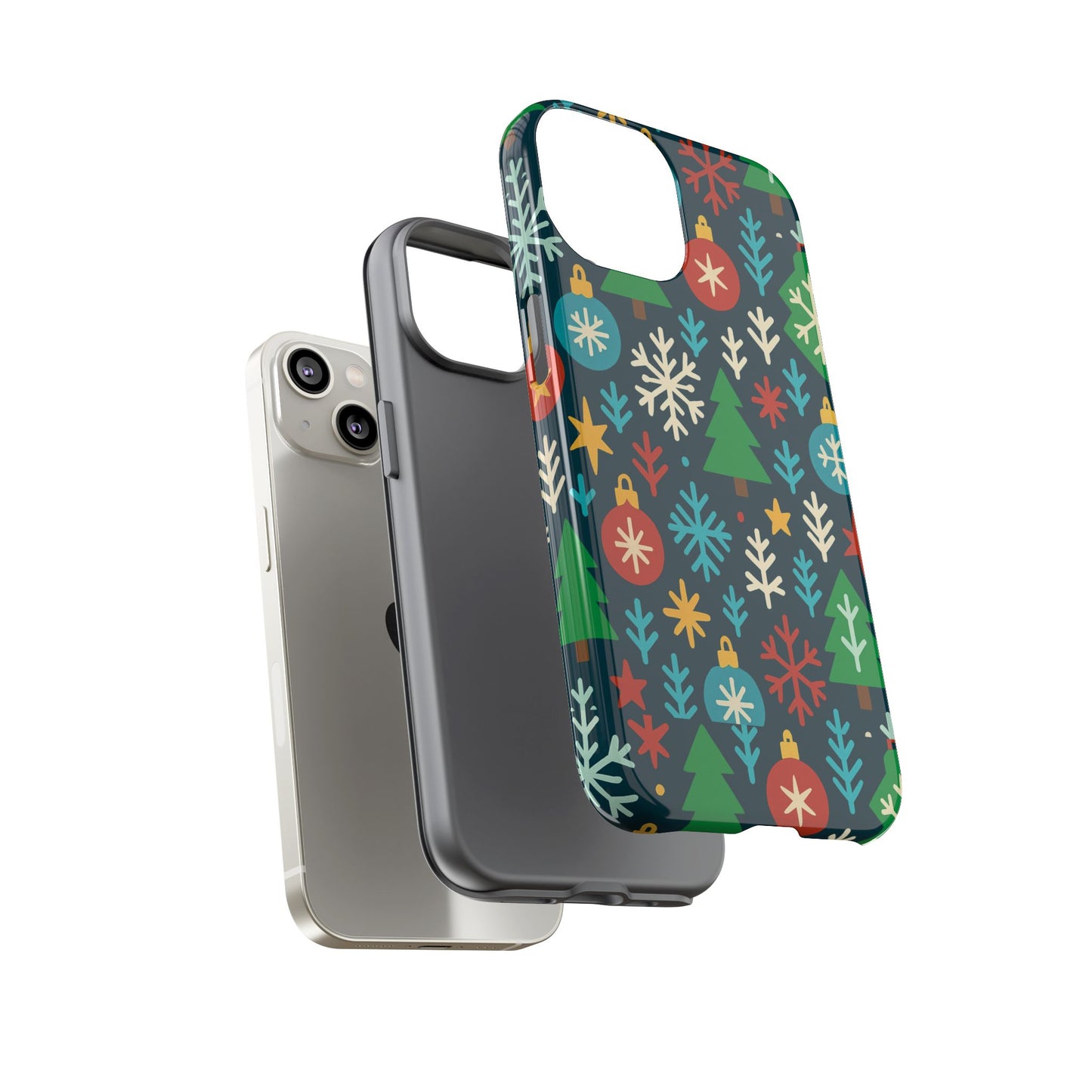 multicolour 3d wrap protective phone case with retro christmas design for stylish protection – compatible with iphone 13, 14, 15 & 16 – all models including pro, pro max & plus