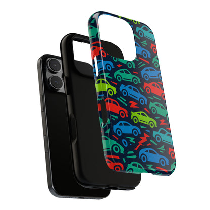Vibrant Retro Automotive Design Protective Phone Case for Kids and Adults – Colourful 3D Wrap Style – Stylish Protection Compatible with iPhone 13, 14, 15 & 16 – All Models Including Pro, Pro Max & Plus