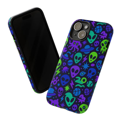 Vibrant 3D Alien and Space Design Protective Phone Case for Unisex Smartphone Accessories Compatible with iPhone 13, 14, 15 & 16 – All Models Including Pro, Pro Max & Plus