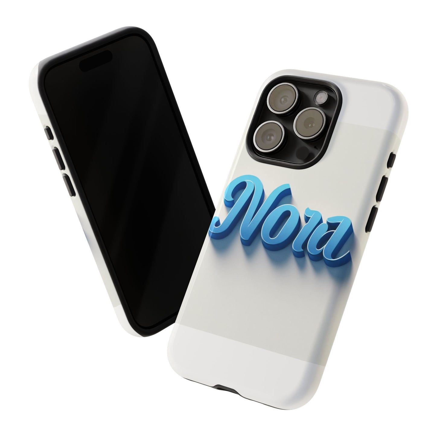 vibrant 3d text phone case in blue with retro design – stylish protection for smartphones, compatible with iphone 13, 14, 15 & 16 – all models including pro, pro max & plus