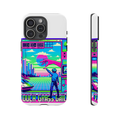 Touch Grass Daily 3D Wrap Protective Phone Case for Smartphones, Durable Shock Absorption, UV Protected, Unique Anime Design, Fun Gift for Tech Enthusiasts