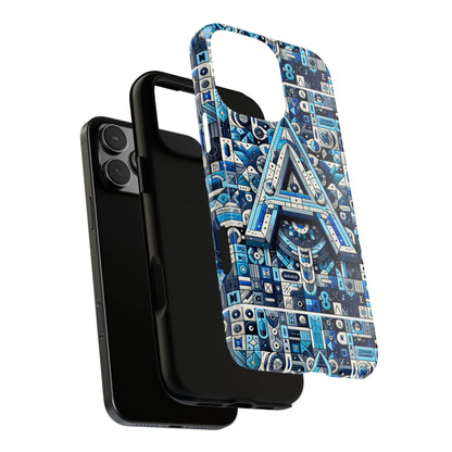 Blue Alphabet Letter A Phone Case for iPhone and Samsung Galaxy Durable Shockproof Cover with 3D Wrap Design Kids and Teenagers Gift