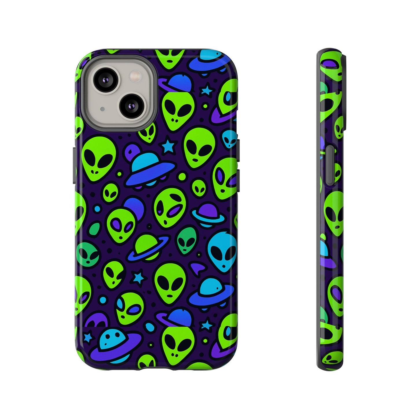 vibrant alien 3d wrap protective phone case in multicolour design for fun smartphone accessories compatible with iphone 13, 14, 15 & 16 – all models including pro, pro max & plus