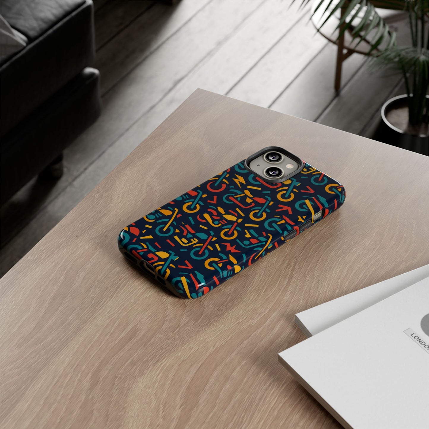 vibrant multicolour motorcycle design protective phone case for stylish protection – compatible with iphone 13, 14, 15 & 16 – all models including pro, pro max & plus