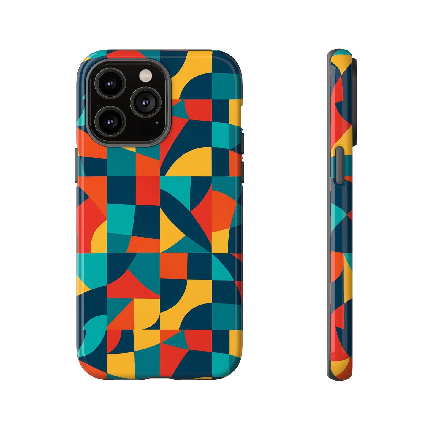 vibrant multicolour geometric 3d wrap phone case for stylish protection and unique expression compatible with iphone 13, 14, 15 & 16 – all models including pro, pro max & plus