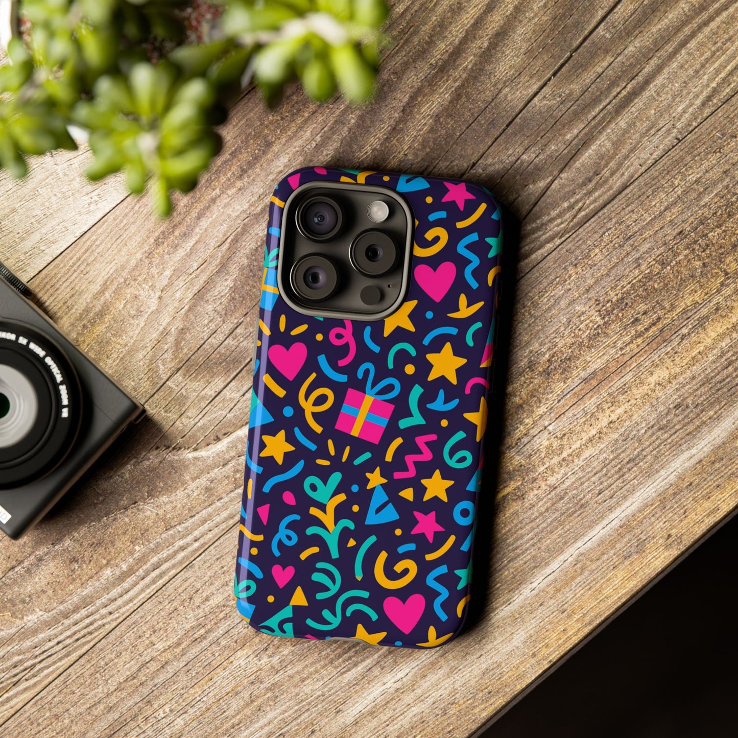 vibrant multicolour retro phone case with fun 3d design for stylish protection and unique expression compatible with iphone 13, 14, 15 & 16 – all models including pro, pro max & plus