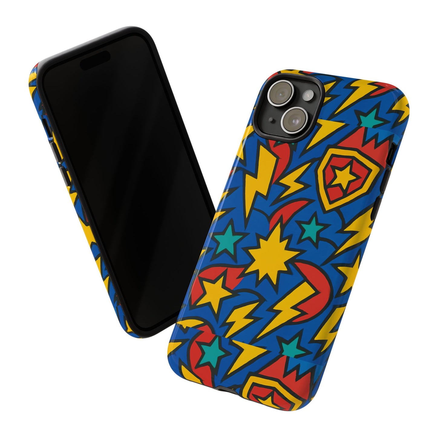 multicolour superhero phone case with 3d design for playful protection compatible with iphone 13, 14, 15 & 16 – all models including pro, pro max & plus