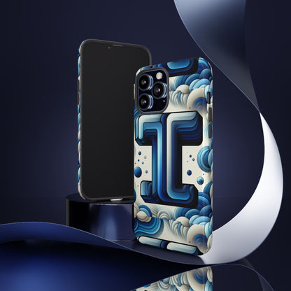 Blue Alphabet T Phone Case with 3D Wrap Design for Kids and Teens Shockproof TPU Cover with Vivid Colours and Anime-Inspired Graphics