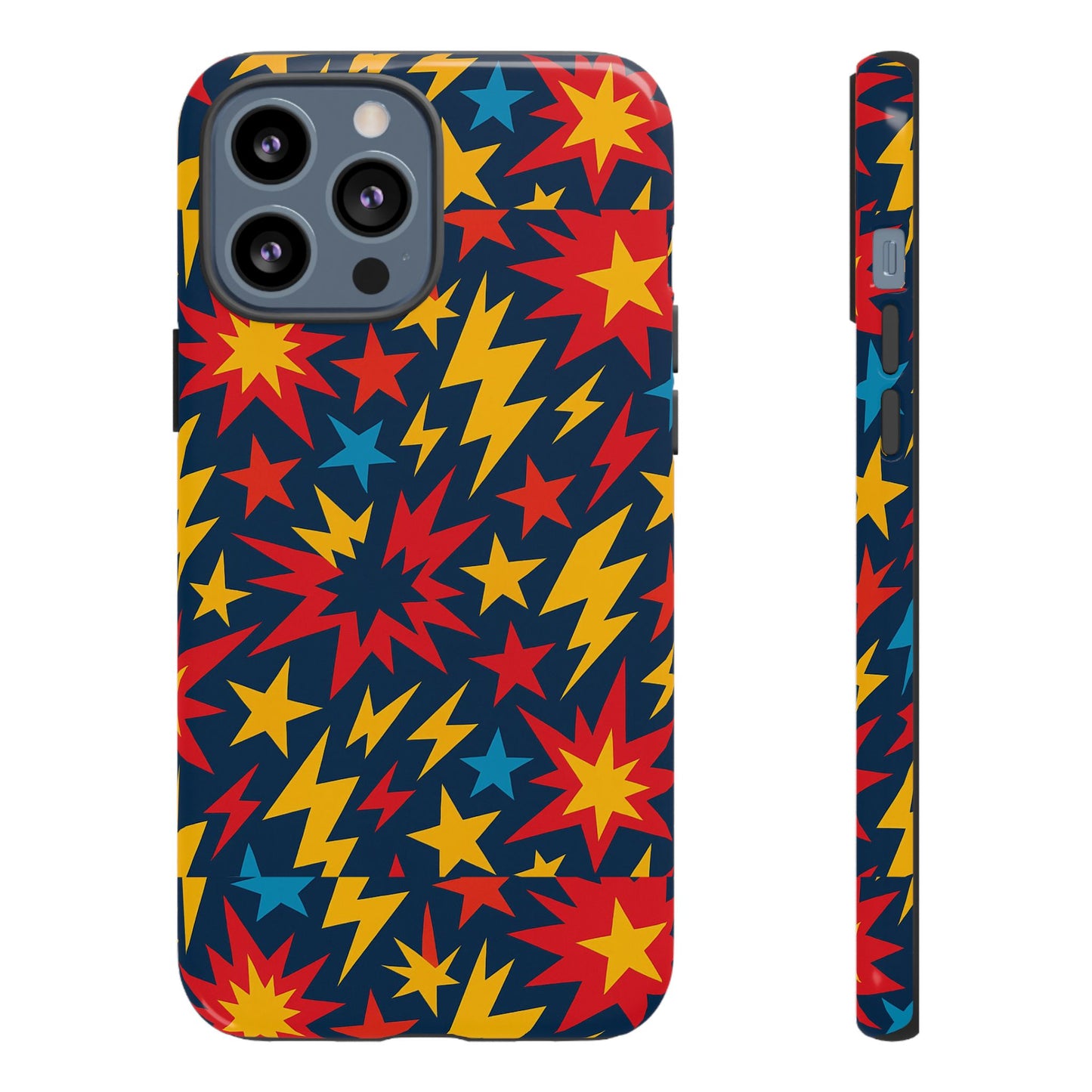 vibrant 3d superhero phone case with colourful lightning design for men and women, stylish protection compatible with iphone 13, 14, 15 & 16 – all models including pro, pro max & plus