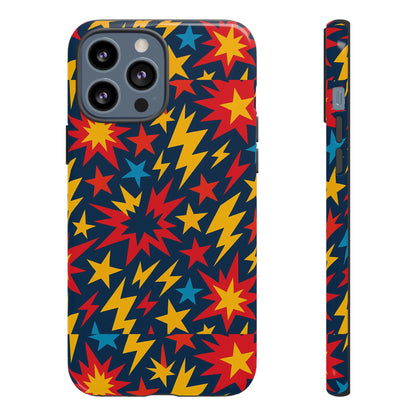 Vibrant 3D Superhero Phone Case with Colourful Lightning Design for Men and Women, Stylish Protection Compatible with iPhone 13, 14, 15 & 16 – all models including Pro, Pro Max & Plus