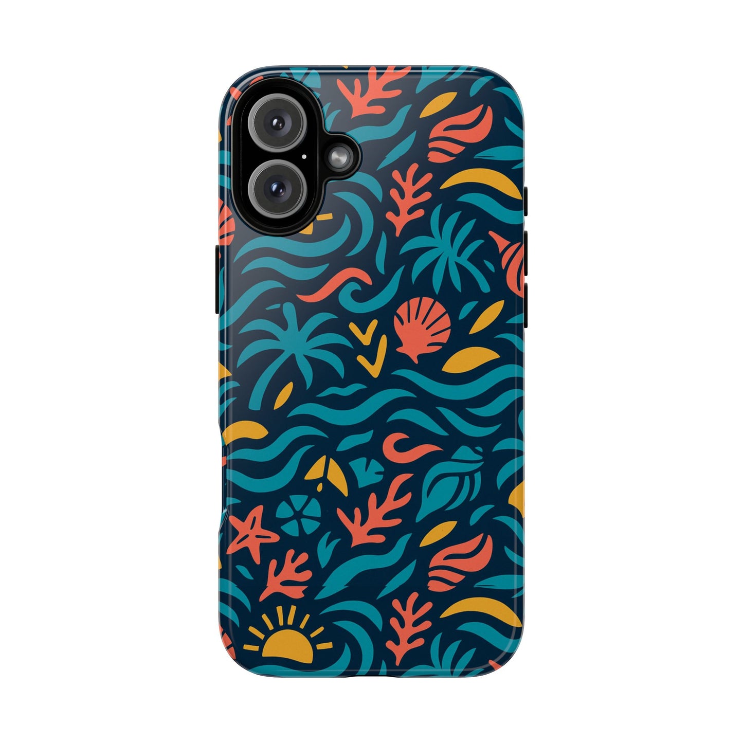 vibrant tropical pattern phone case with 3d design for stylish protection compatible with iphone 13, 14, 15 & 16 – all models including pro, pro max & plus
