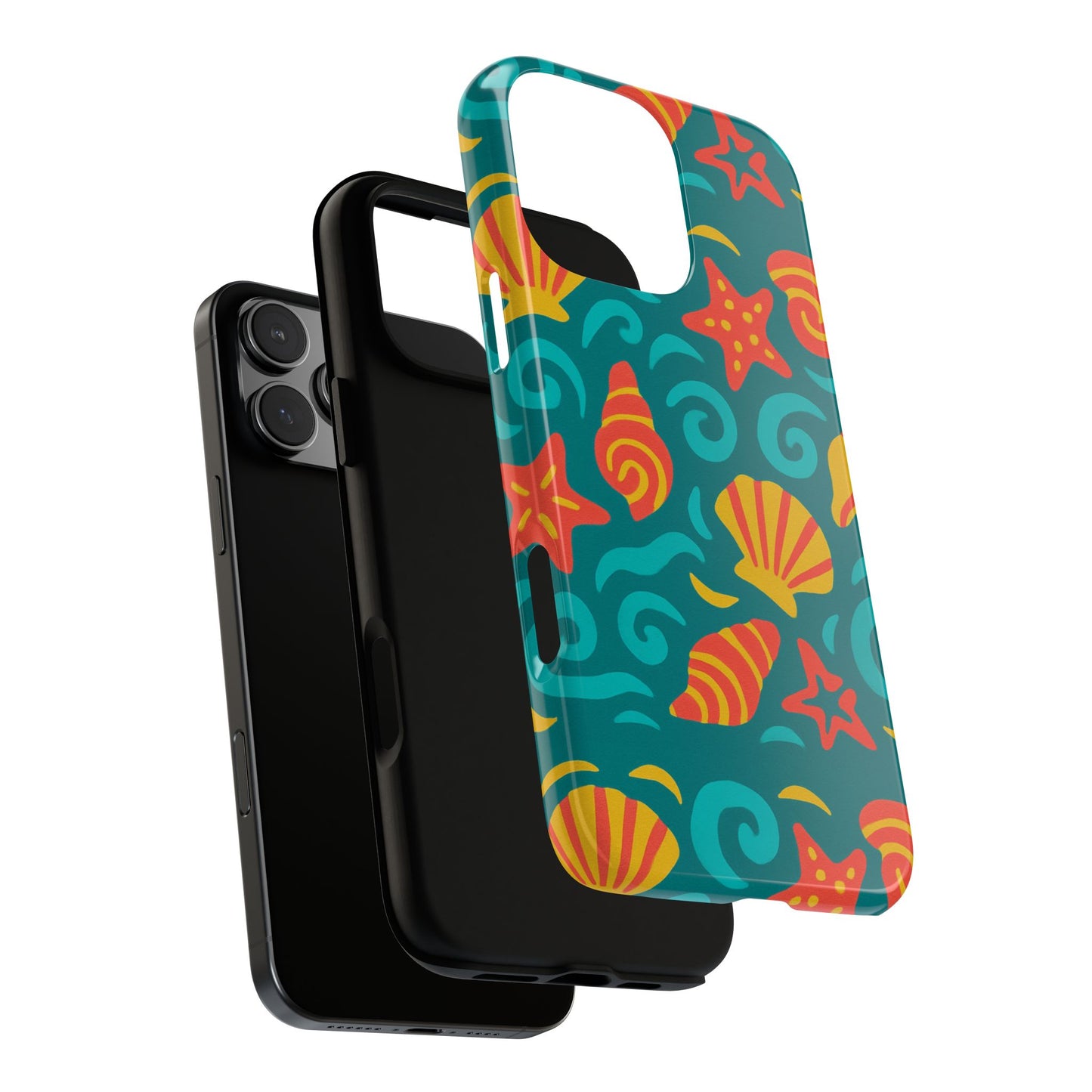 vibrant coastal shell pattern protective phone case for stylish self-expression compatible with iphone 13, 14, 15 & 16 – all models including pro, pro max & plus